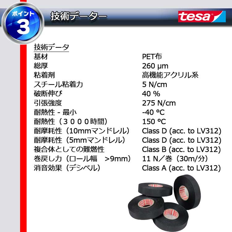 テサテープ 51036 絶縁テープ tesa  テサ ハーネステープ 車 配線 布テープ 絶縁 結束 テープ 業務用【4巻】