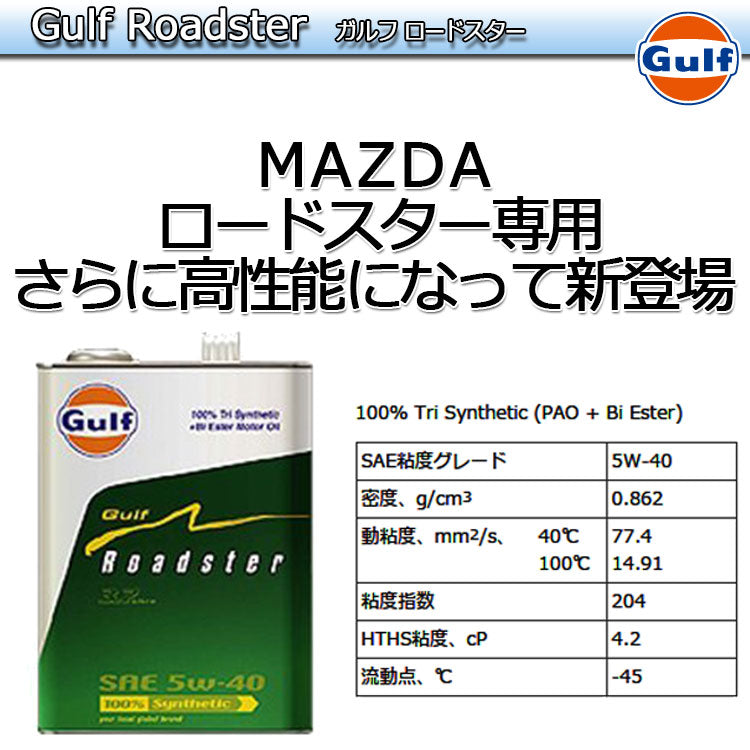 Gulf Roadstar ガルフ MAZDA ロードスター専用オイル 3.7L缶 5W-40